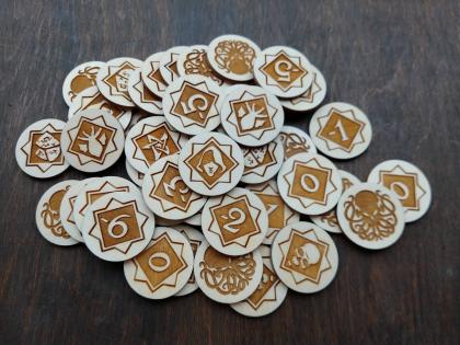 Żetony chaosu ze sklejki pasujące do gry Horror w Arkham LCG