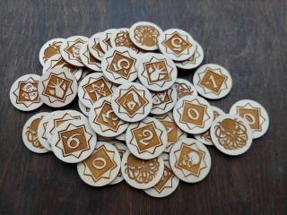 Żetony chaosu ze sklejki pasujące do gry Horror w Arkham LCG